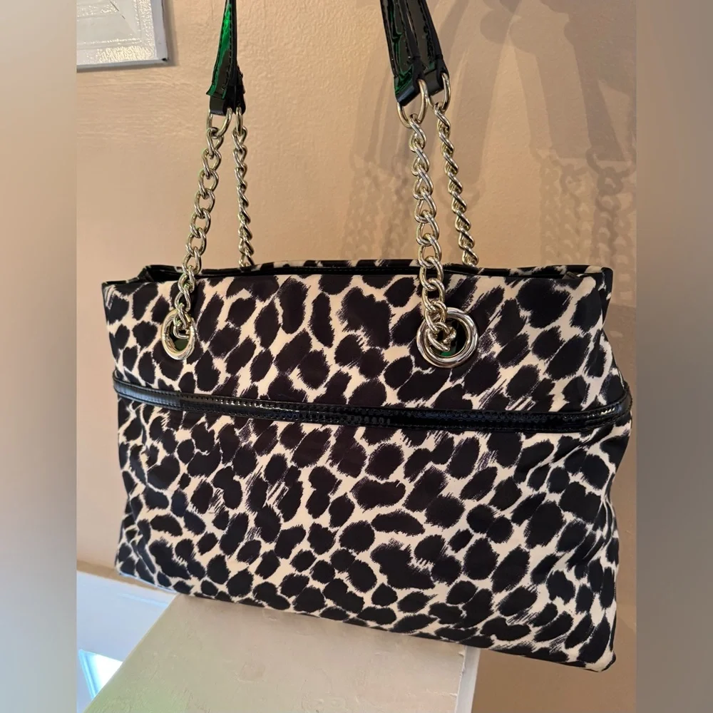 Kate Spade Lindenwood Black and White Leopard (Ocelot) Elena Tote EUC - Picture 3 of 17